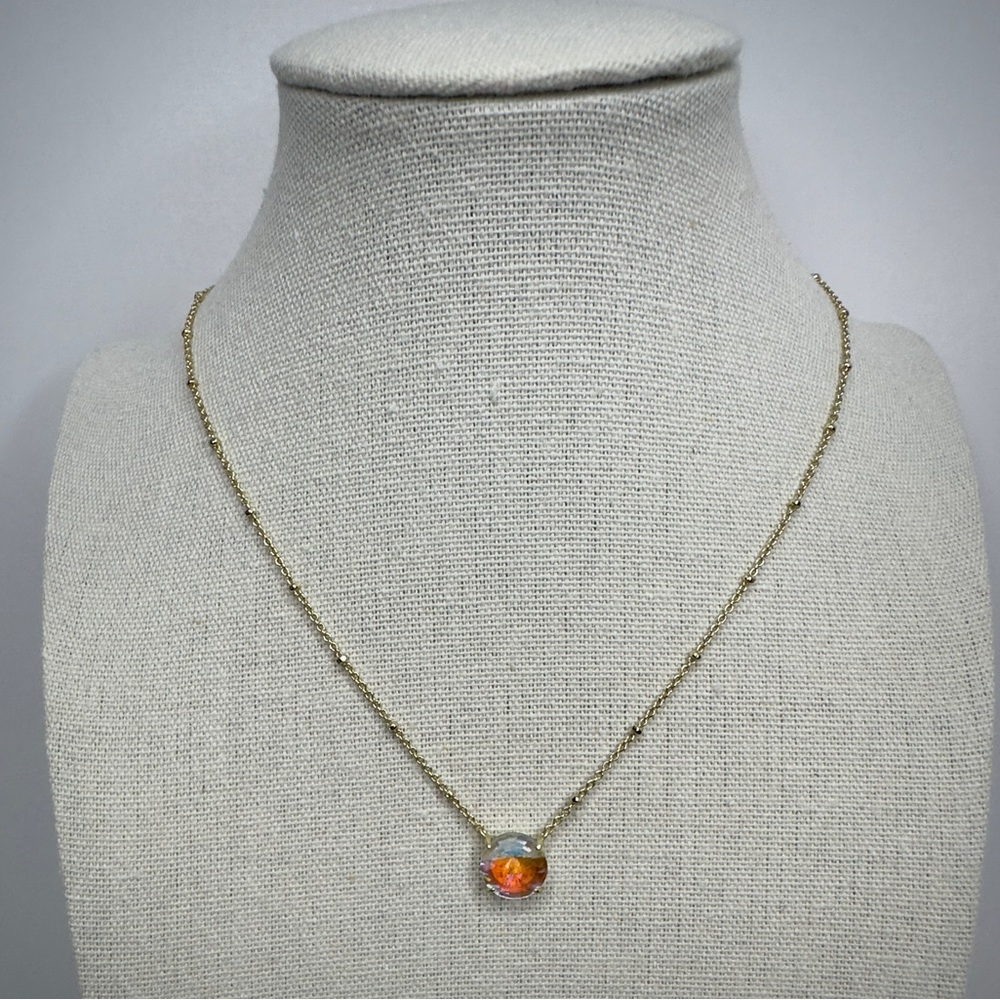Kendra Scott Collar/Choker Dainty Necklace  Faceted Iridescent Pendant